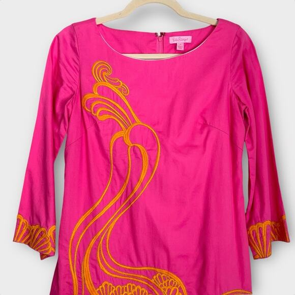 Lilly Pulitzer Pink Embroidered Shift Dress 2 - Picture 2 of 9
